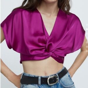 Zara purple satin crop top